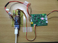 MCUへのプログラム書込み冶具を使い、基本動作を確認